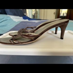 Costume National 37 brown lizard leather heels